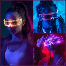 Comius Sharp LED Glasses, Party Light Up Glasses Luminous Visor Glasses, Futuristic Visor Glasses, Neon Party Glasses, Cyberpunk LED Glasses for Concerts, Bar, DJ, Nightlife, Gatherings, Fancy Dress