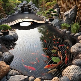 Royal Gardineer Pond Cover Pond Net Cover 8 Fixing Spikes 2x2cm Mesh 3x4m (Fine Mesh Pond Net Cover, Leaf Protection Netting, Netting)