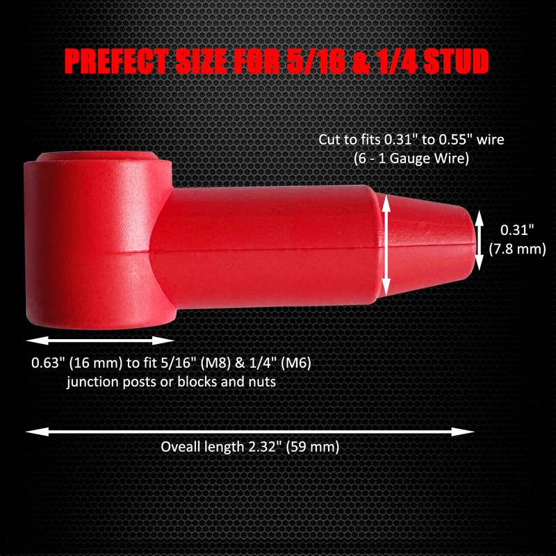 Ampper 12 Pcs Long Silicone 1/4", 5/16" Stud Terminal Covers,