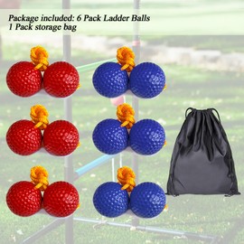 Unixing Ladder Ball Ladder Toss Balls Set Replacement Balls for Toss Match, Set of 6 with Storage Bag (Red & Blue)
