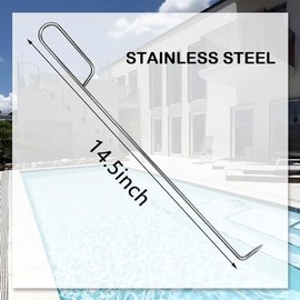 Pool Skimmer Basket Hook Tool, Stainless Steel Pool Skimmer Hook Extended Knee Protection Skimmer Basket Handle for Cleaning Swimming Pool Debris Skimmer Hook (2pcs)