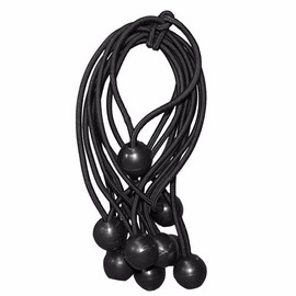 Wideskall® Heavy Duty 6" inch Ball Bungee Cord Tarp Canopy Tie Down Strap, Black (Pack of 12)