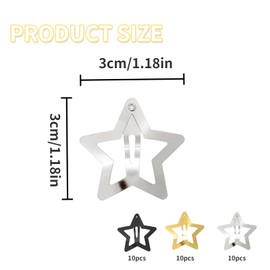 JUHUA 30 Pcs Star Hair Clips, Star Snap Clips, Snap Claw Hairclips Metal for Hair for Kids Girls and Women