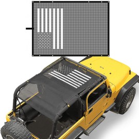 RT-TCZ for Jeep TJ Sunshade Soft Top, TJ Bikini Top Mesh Sun Shade Sunroofs for Jeep Wrangler TJ 1997-2006 American Flag