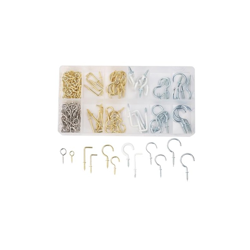 Dekton 125pcs Assorted Hooks Set-Durable Metal Construction| Ideal for Home,