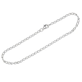 NKlaus Anklet 925 Sterling Silver 26 cm Long Curb Chain Women's Classic Foot Jewellery 12570, 26 cm, Sterling Silver, No gemstone