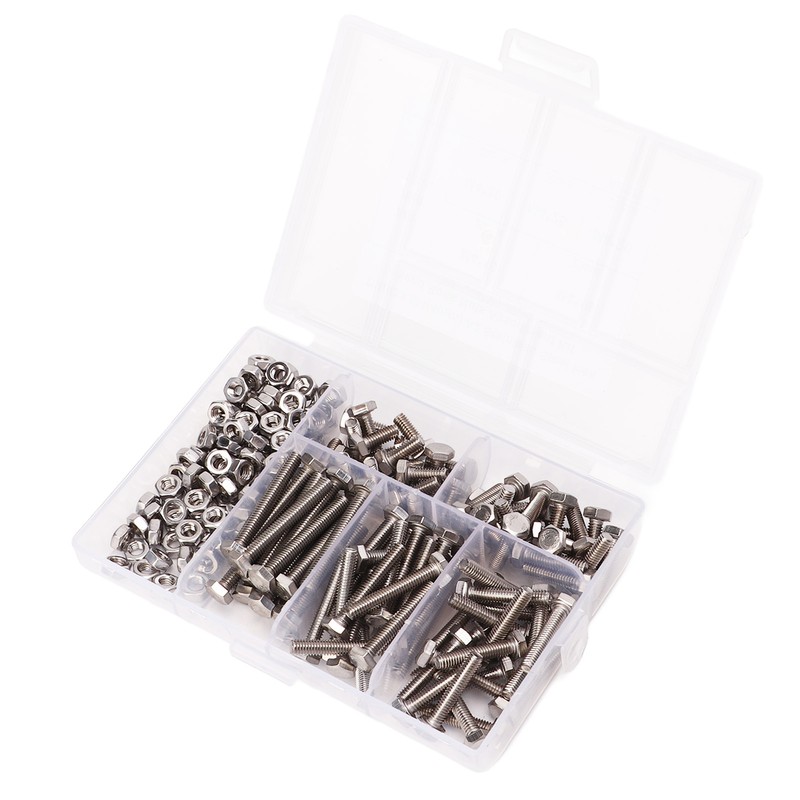 200PCS Hex Bolts Screw 304 Stainless Steel Anti Oxidation Metric