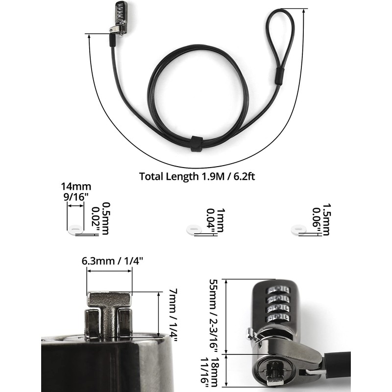 QWORK® Laptop Lock with T-Bar Locking Mechanism 4 Digit Password
