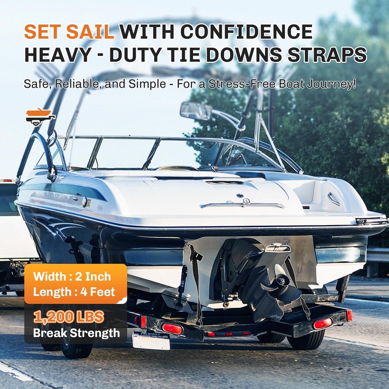 WELLUCK Boat Trailer Transom Tie Downs Straps 1200 LBS, 2"