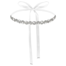 TIESOME Bridal Rhinestone Wedding Waist Belt, Handcrafted Bling Crystal Belts Adjustable Glitter Ribbon Belt for Women Jeans Dress (Black)