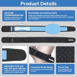 EXVITAL IT Band Straps Iliotibial Band Brace Relieve ITB Syndrome for Men & Women Adjustable Knee Straps Iliotibial Band Compression Wrap for Exercseing 1 Pack