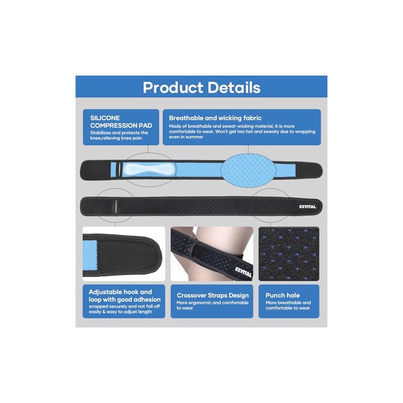 EXVITAL IT Band Straps Iliotibial Band Brace Relieve ITB Syndrome