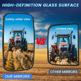 Biqing forklift mirrors 9.25"x5.5" universal - replacement rear view mirror Compatible with toyota, tractors, golf carts & trucks - adjustable angle with 45mm rod 2PCS