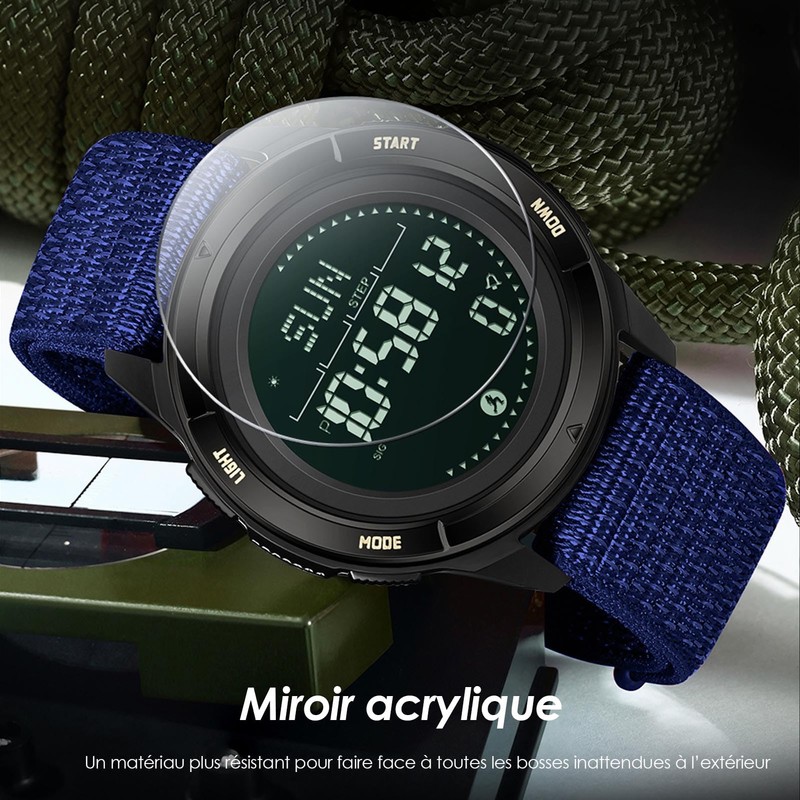 Sports Watch for Men Nylon Strap Hiking Watch Metronome Compass