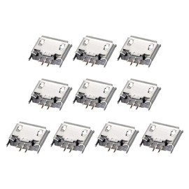 DMiotech 10pcs Micro USB Female Socket Connector 5 Pin Jack Sockets Adapter 180 Degree 1A 30V Jack Connector Set for Computer USB Repair Replacement Adapter
