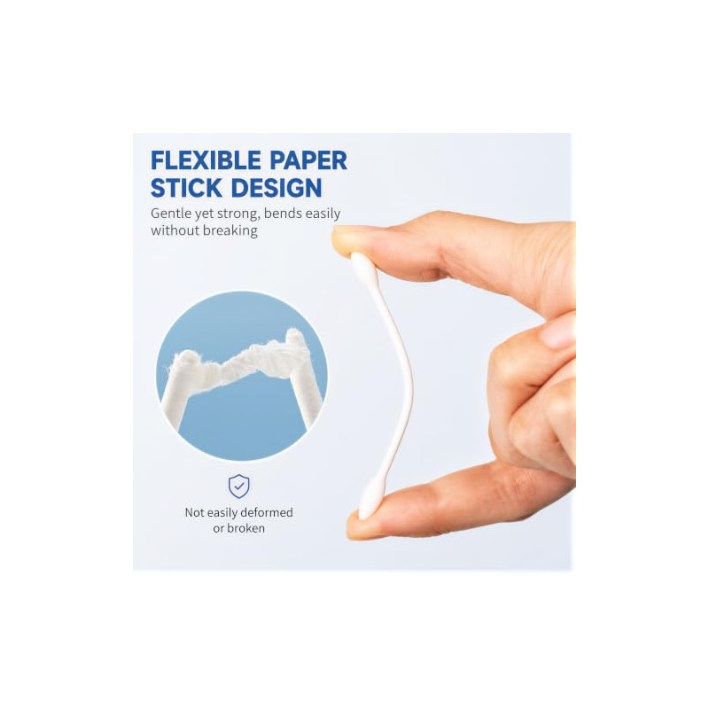 200 Pieces Biodegradable Cotton Buds, Double-Ended Cotton Swabs with Pointed