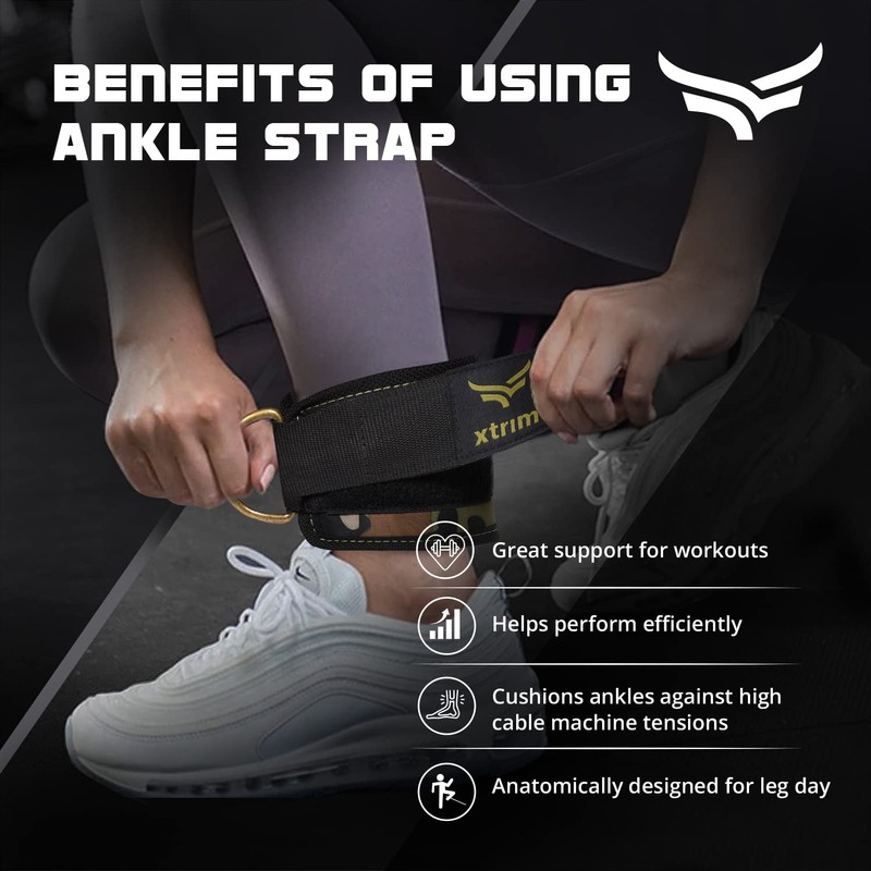 XTRIM Durafit Unisex Stylish Ankle Straps with Metal D-Rings for