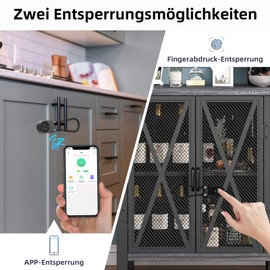 Anweller Fingerprint Cable Lock, Padlock with 38 cm Steel Cable, Padlock Fingerprint with App, Suitable as a Door, Suitcase, Backpack, Gym, Bicycle