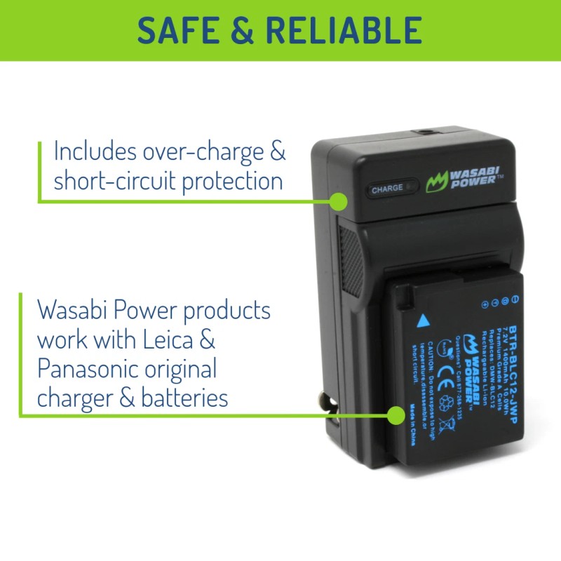 Wasabi Power Battery (2-Pack) and Charger for Leica BP-DC12
