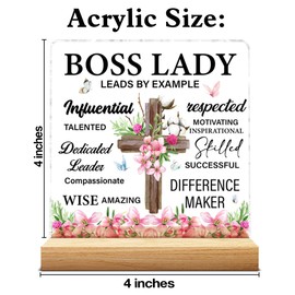 Boss Lady Gifts for Women, Religions Christian Gifts for Boss Lady Female Leader Manager, Acrylic Desk Decorative Sign Office Home Decor