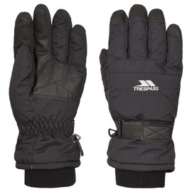 Trespass Gohan II, Black, 10/12, Warm Padded Waterproof Gloves Kids Unisex, Age 10-12, Black