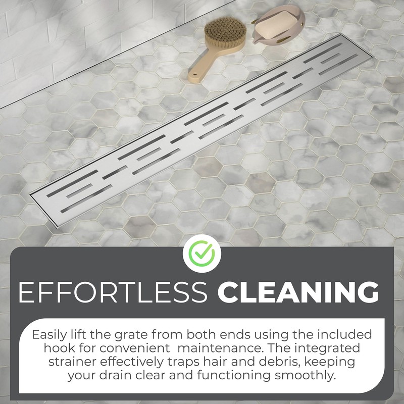 36 Inch Rectangular Linear Shower Drain Set with Brick Pattern