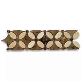 Stone Center Online M9C4BXP Crema Marfil Marble Flower Mosaic Border Listello Tile Polished
