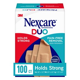 Nexcare Duo, vendajes, tela flexible, actividades de verano, natación, sostener fuertes 24 horas, eliminación sin dolor, listo para cortes de verano y heridas, 100 unidades surtidas