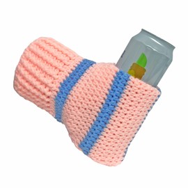 SWNTN Beer Mitten Gloves Knit Stitched Drink Beverages Mitt Holder Beer Gloves Stocking Stuffer Gag Gift Tailgating Idea (Pink-Baby Blue)