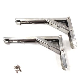 10 Inch Stainless Steel Heavy Duty Folding Shelf Bracket Corner Brace, for Kitchen,Bathroom,Bookshelves,Beds and Other Furniture,Load: 132lb/60KG, Short Release Arm