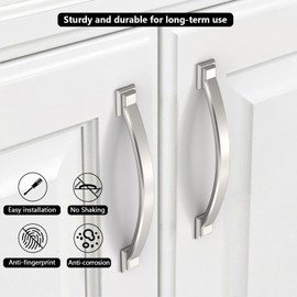 Coinkoly 10 Pack Brushed Satin Nickel Cabinet Pulls 3''(76mm) Hole Centers,Hardware for Cabinets,Kitchen Cabinet Handles,Arch Cabinet Handles for Bathroom Dresser Drawer Handle