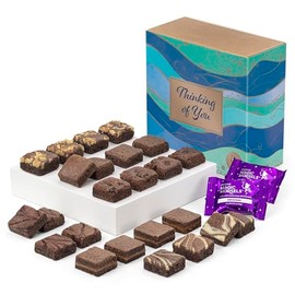 Fairytale Brownies Thinking of You Magic Morsel 24 Individually Wrapped Gourmet Chocolate Food Gift Basket for Sympathy Good Luck or All-Occasion - 1.5 Inch x 1.5 Inch Bite-Size Brownies - 24 Pieces - Item CT424