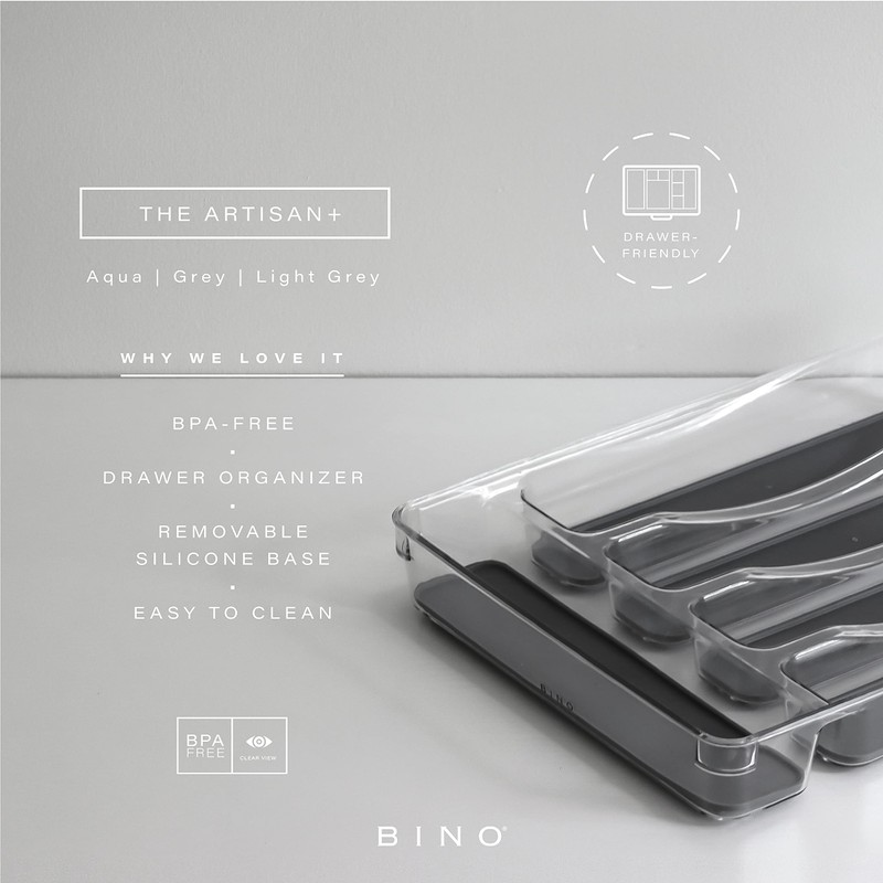 BINO 5-Slot Silverware Organizer for Drawer | Plastic Utensil Organizer