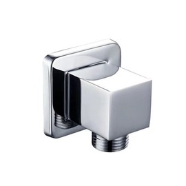 Square Hand Shower Wall Connection Elbow Brass Angle Connector Shower Hose Connector Bathroom Accessories G1/2 Inch Male Thread Silver
