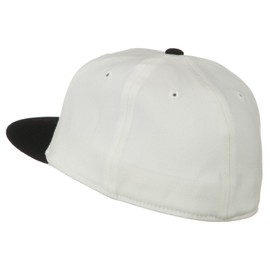 Wool Blend Flat Visor Premium Fitted Cap - White Black L-XL