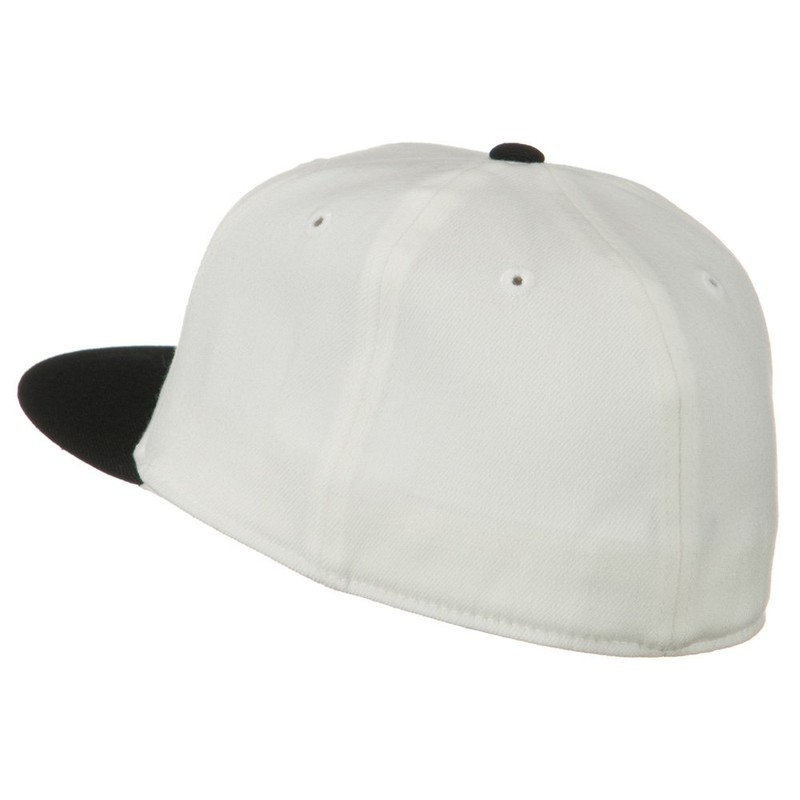 Wool Blend Flat Visor Premium Fitted Cap - White Black