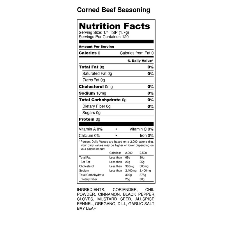 Premium | Corned Beef Seasoning | Large Shaker | Calorie