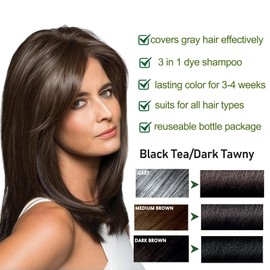 Fvquhvo Black Hair Dye for Gray Hair, Instant Hair Dye Shampoo, Hair Color Shampoo for Women Men, Long Lasting Shampoo Hair Dye & Black Hair Shampoo