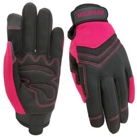 MSUPSAV Utility Work Glove,Multipurpose Work Gloves for Men,Multifunctional Synthetic Leather Mechanic Gloves,Spandex Working Glove,Tounchscreen,Best Gifts(Pink, Medium)