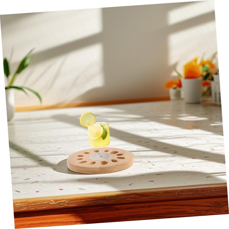 ABOOFAN Bamboo Lotus Root Coaster Set Heat Resistant Wooden Drink