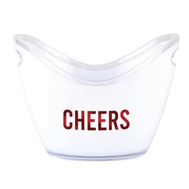 Slant Collections Acrylic Beverage Drink Bucket Pail, 10.8" x 8", Cheers