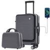 1-2 20 Inch Carry-on Luggage Front Open Luggage Lightweight USB