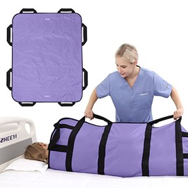 ZHEEYI Multipurpose Positioning Bed Pad with Reinforced Handles - Reusable & Washable Transfer Sheet for Turning, Lifting & Repositioning - Double-Sided Nylon Fabric, Purple