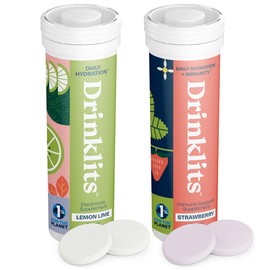 Drinklits Lemon-Lime Electrolyte Hydration & Strawberry Immune Support Tablets (2) Tube Combo Pack | Great Taste – Gluten Free – Daily Use | 20 Servings (10 Tablets Per Tube)