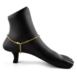 InfinityGemsArt Yellow Citrine Anklet Dainty Boho Summer Beach Jewelry for Girls Gold Bead Chain Charm Ankle Bracelets for Women 9+1.5 inch Gifts For Her