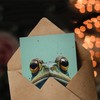 Artery8 Greeting Card American Bullfrog Macro Portrait Fun Modern Blank