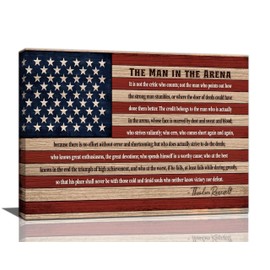Funaluz Motivational Wall Art for Men The Man In The Arena Pictures Wall Decor Positive Canvas Print Painting Modern Artwork for Office Living Room Bedroom 12"x16"