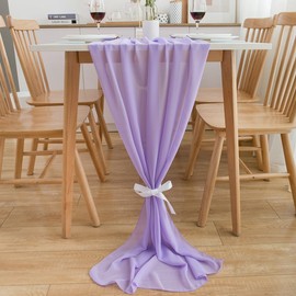 CHUQING Table Runner,Chiffon,27x120 Inches,Purple Gauze Sheer Wedding Table Runners for Wedding Bridal Shower Fall Thanksgiving Christmas Decoration,Wisteria