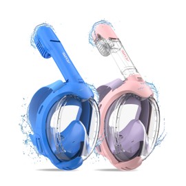ACURE Kids Snorkel Mask Full Face - Anti-Fog & Dry Top Snorkel Set, Snorkeling Gear with Easier Breathing System for Swimming Beginners Ages 3-8 (2 pics, Purple Pink & Blue)