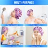 Shower Caps for Women Reusable Waterproof, Adjustable Double Layer Shower